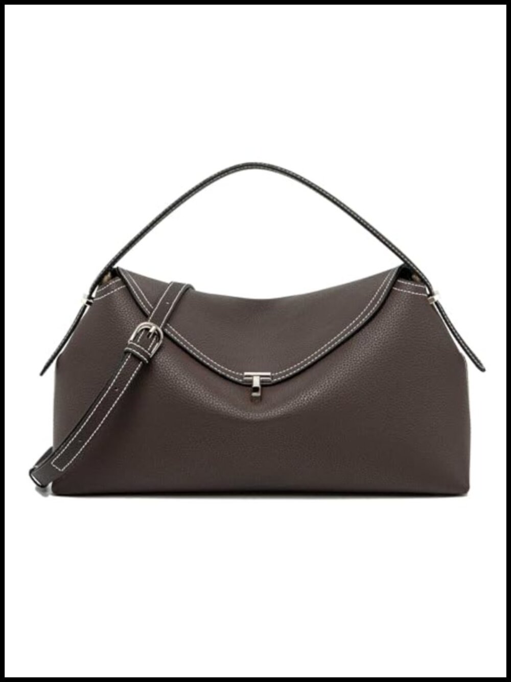 Microfiber Leather Crossbody Bag T Lock Top Handle Large